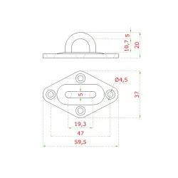 Nástenný úchyt lanka diamant,  obľúka 5 mm, brúsená AISI 304 Nástenný úchyt lanka diamant,  obľúka 5 mm, brúsená AISI 304
